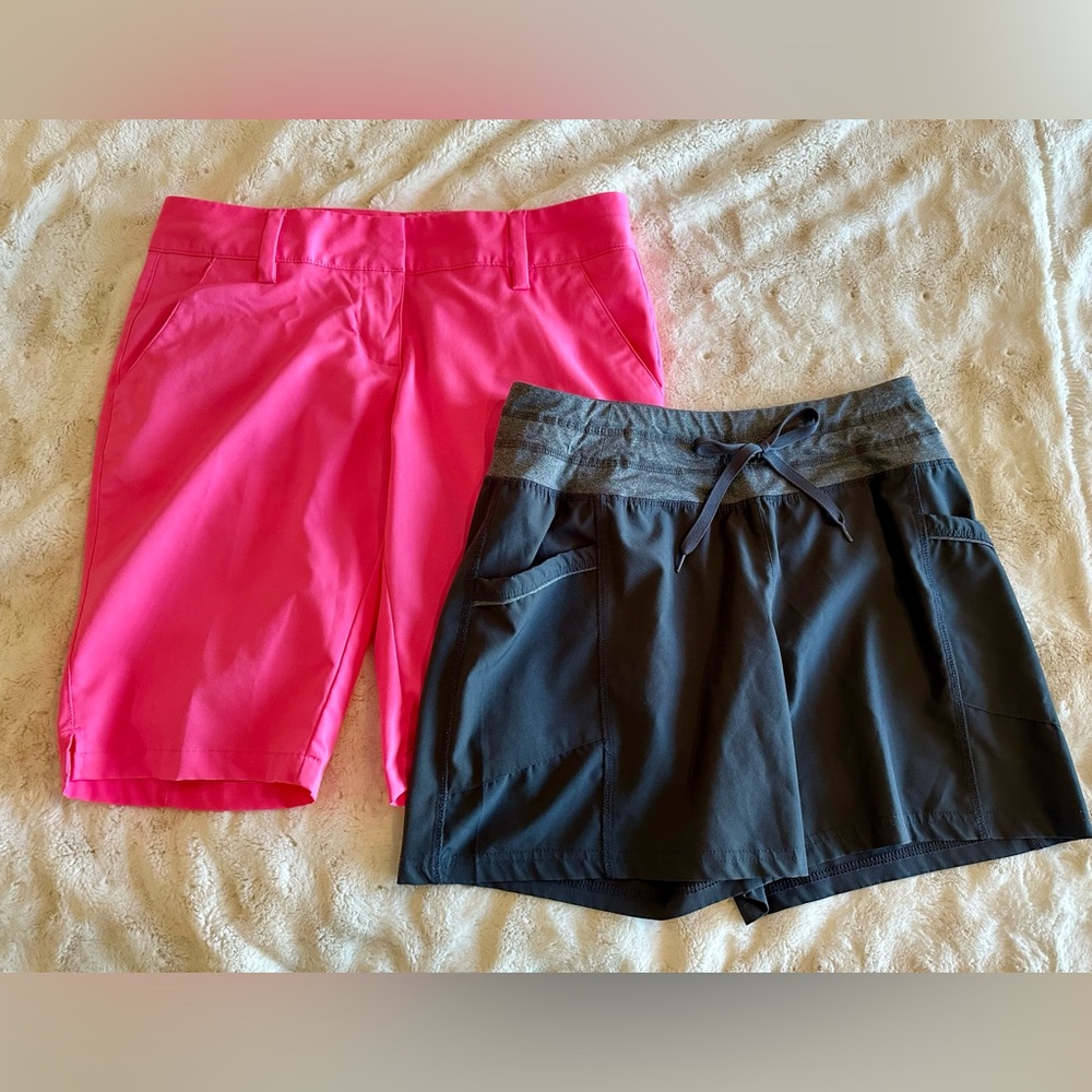 🍀Bundle of 2-Size 4 & Sm Shorts Bright pink & gray. Adidas Golf & RBX casual/run
